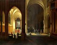 Pieter Neeffs the Elder and Bonaventura Peeters the Elder - An Evening Service in a Church